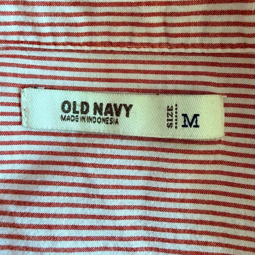 Old‎ Navy Red White Striped Women's Button Top Size M Cotton Preppy Americana - Picture 4 of 8